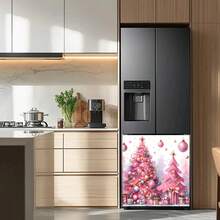 1 Stück Weihnachtsdekoration, niedlicher rosa Weihnachtsbaum & Geschenkbox 2D Flachdruck magnetischer Geschirrspüler Türaufkleber - wasserfest, leicht zu reinigen, wiederverwendbar, geeignet für Geschirrspüler, Kühlschrank, Waschmaschine, Trockner Dekoration, ohne Kleber, Küchendekoration Accessoire, passt in die meisten Geschirrspüler, Heimdekoration