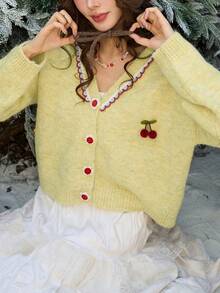 Women Cardigans - Yellow - View 4