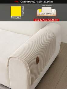 1PC Flannel Sofa Cushion With SF Leather Label, Anti-Slip Stripe Seat Pad. Protects 1 To 4-Seater Couches, Machine Washable, All-Season Use. - Multicolor - View 22