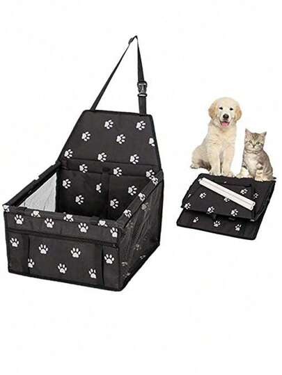 Asiento Elevador para Perro y Gato, con Correa de  y Bolsillo con Cremallera (Impresión en Blanco y Negro)