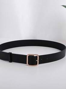 1 件女士黑色 PU 皮革高品质金属扣个性化宽腰带 - 黑色 - 查看 15
