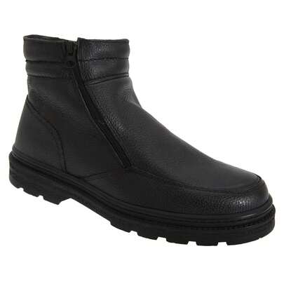 Roamers Mens Twin Zip Faux Fur Thermal Warm Lined Boots (Black) - 80% Leather/10% TR/10% Textile - (DF226)