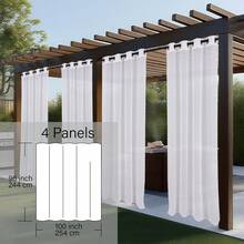 4 Panels Outdoor Sheer Semi-Transparent Curtains For Gazebos, Front Porches, And Pergolas Light-Filtering Privacy Curtains, White - trắng - Xem 14