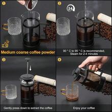 Mini French Press Coffee Maker, Heat Resistant Thickened Borosilicate Classic Glass Stainless Steel Coffee Press, 12OZ Heat Cold Brew Coffee Pot Tea Press For Kitchen Travel Camping,Black - Default - View 6