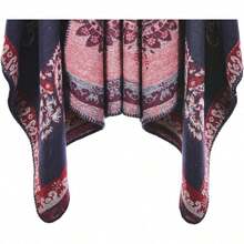 Women's Warm Shawl Wrap Cape Winter Cardigan Sweaters Open Front Poncho - Y12-腰果海軍藍 - 查看 4