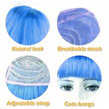 PLULON Sky Blue Bob Wig And Sunglass Set, Neon Short Bob Wig Sunglass Pack Costume Colorful Cosplay Wig Hairpieces For Bachelorette Neon Party Favors, Halloween Decorations - 彩色 - 查看 5