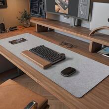 Felt Desk | Computer Desk(36x12Inches) | Large Felt Mouse Pad And Keyboard | Desk Protector Office | Dark Gray - 淺灰色 - 查看 1