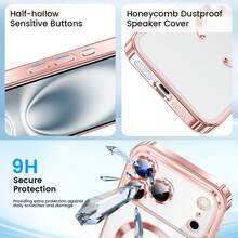 Hadaasi 1 pieza Funda de carga inalámbrica magnética electrochapada transparente compatible con iPhone 17 Pro/17 Pro Max/17 Air/17/16 Pro/16 Pro Max/16 Plus/16/16E/SE4/15 Pro/15 Pro Max/15 Plus/15/14 Pro/14 Pro Max/14 Plus/14/13 Pro/13 Pro Max/13/12 Pro/12 Pro Max/12/11 Pro Max/11/11 Pro