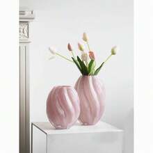Vaso de luxo em açúcar de malte, decoração assimétrica minimalista rosa, flor hidropônica, flor seca, ornamento moderno para decoração de casa, vaso de vidro para flores - Multicolorido - Ver 4