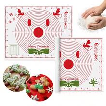 1 pieza Tapete de hornear con temática navideña con medidas, tapete para pastelería de gran tamaño y multiusos antiadherente - Duradero y antideslizante, apto para estirar masa, amasar masa y hornear, material, accesorio de cocina, herramienta de cocina ideal para Navidad, agrega alegría festiva