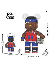 6000 件 DIY 迷你积木模型，组装拼图，星球熊系列，优质材料，附带砖锤，创意玩具，缓解压力，适合作为情人节、生日、节日、圣诞节礼物 - 彩色 - 查看 6