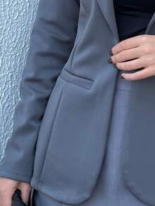 Women's Blazer Max Long Coat Formal Suit Tailoring Elegant Formal Overcoat - 灰色 - 查看 6