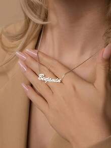 Customized Women's Stainless Steel Name Necklace, Gold Box Chain Personalized Font Jewelry Gift For Girlfriend, Family