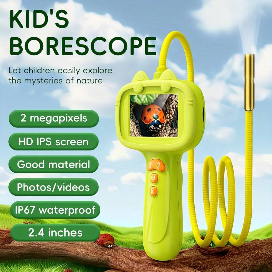 Kids Borescope With Light Educational Science Exploration Toy Kit Inspiring Gifts For Boys Girls Ages 3-12 | Perfect For Camping, Nature Activities, Birthday Christmas Green, Kids Science Kit, Camping Science Tool, Engaging Science Tool, Fun Discovery Tool, Kidfriendly Design, Durable Kids Tool, Discovery Scope, Kids Microscope, Curious, Young Explorers - 綠色 - 查看 1