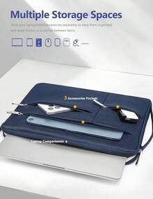 HYZUO 13.3-14 Pulgadas Funda Ordenador Portátil para MacBook Pro 14 M5-M1, MacBook Air 13, 13.8-13.5 Surface Laptop/Book, Bolsa Protectora para 13" HP    Asus , Azul Marino - Azul Marino - Ver 3