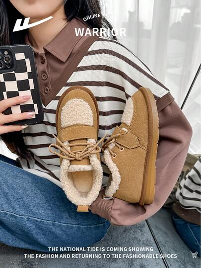 WARRIOR 1双女士前系带保暖低帮冬季鞋，保暖、轻便、软底、防滑，适合户外休闲穿着