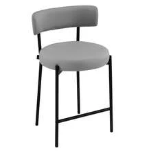 Fumahaus Set Of 2 Furry Bar Stool With Metal Black Frame Industrial Modern Kitchen Stool With Padded Seat Industrial Counter Stool For Home Bars Kitchens Cafes Lounges Luxurious Kitchen Chairs Room Decor.Grey - 灰色 - 查看 5