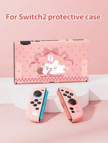 1pc Pink Heart, Rabbit & Bow Design Protective Case Compatible With Nintendo Switch/Switch 2 (2025)/Switch NS/Switch OLED, Accessories Compatible With Switch Gaming Console, Full Set Including Storage Pouch, Card Slot Base, Best Gift Compatible With Switch Players - Multicolor - View 7