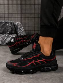 Chaussures de sport à lacets pour hommes, à bout rond. Chaussures de sport pour hommes, blocs de couleurs avec lettres, légères et respirantes. Baskets épaisses pour hommes, antidérapantes et résistantes à l'usure. Chaussures de course de plein air décontractées pour hommes