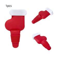 1pc Christmas Party Silicone Wine Stopper With Santa Hat, Red Wine Bottle Stopper, Holiday Gift, Creative Wine Preserver