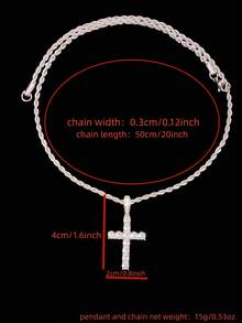 1件立方氧化锆十字架及可活动皇冠吊坠，搭配3毫米不锈钢扭链项链，男女皆宜的嘻哈朋克十字架吊坠项链，时尚优雅复古首饰，适合日常佩戴或派对，情人节礼物 - 金黃色 - 查看 10