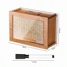 1pc MONEYBOX - Save Up To $3,000, Wooden Cash Saving Box, Money Storage Organizer, Cash/Coin 2-Sided Piggy Bank, Handcrafted Money Jar, Natural Wood Material Box - màu nâu - Xem 8