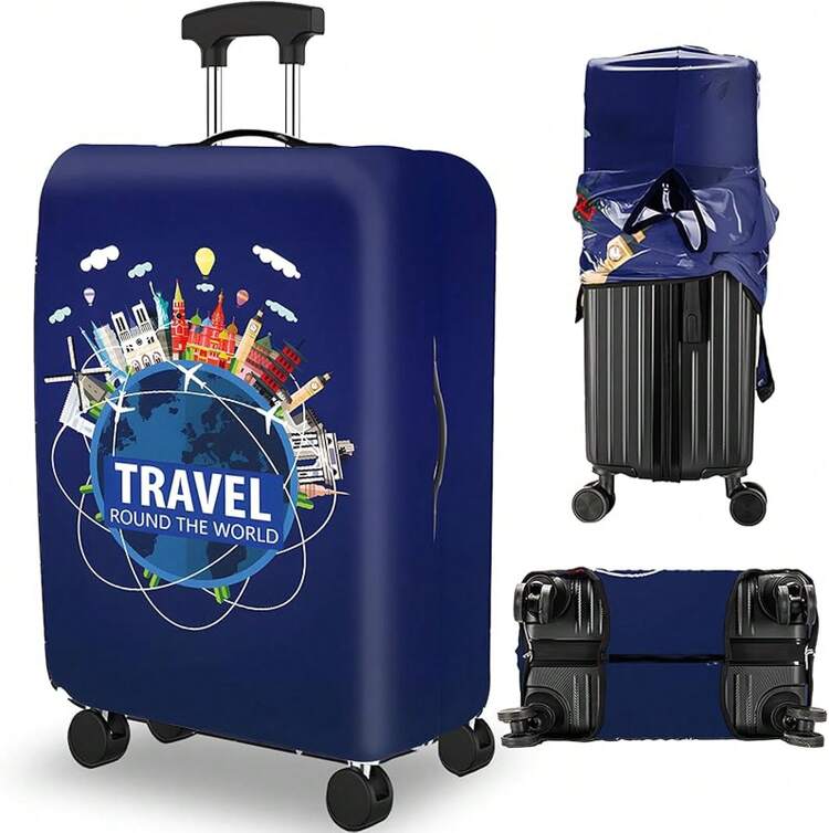 Funda Maletas de Viaje Engrosada, Funda Protectora de Equipaje Lavable Resistente al Polvo y a los Arañazos, para tamaños de 18 a 32 pulgadas - Azul universal - Añade 2