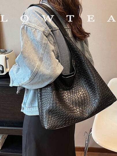 low tea 1 Túi Tote Nữ Bằng Da PU Màu Trơn Khóa Nam Châm, Túi Xách Tay Đeo Vai Phong Cách Hobo Bằng Da Thuần Chay Cho Du Lịch, Mua Sắm, Hẹn Hò, Quà Tặng, Công Việc, Kinh Doanh, Đi Làm