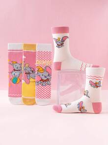 Disney 5/10 pares de calcetines genuinos con personaje de dibujos animados Dumbo, calcetines de regalo de invierno y Año Nuevo lindos, calcetines navideños de dibujos animados para mujeres, calcetines novedosos con personajes animados, calcetines para parejas, excelentes para regalos y fiestas - Multicolor - Ver 11