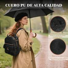 TendenciaRAINSMORE Mochilas para Mujer Pequeñas Mochila Antirrobo Cuero Mochila Monedero para Mujer Impermeable Mochila Informal De Moda Convertible Bolso de Hombro para Viajes Trabajo UniversidadCalidad premium - beige y marrón - Ver 12