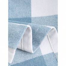Men's Plaids Long Sleeve Button Down Lightweight Flannel Shacket Wool Blend Casual Shirt With Pockets, Vintage-Inspired Style - 格子藍 - 查看 6