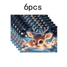 1pc/4pcs/6pcs Christmas Snowfield Elk Pattern Tableware, Heat-Insulating Tableware, Machine-Washable Polyester Tableware, Protective Tableware, Central Decoration, Daily Family Living Room Decoration, Suitable For Group Gathering Decoration - Multicolor - View 11