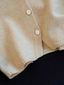 1 件纯白色针织纽扣 V 领无袖夏季开衫毛衣背心