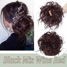 Natural Soft Messy Bun Hair Extensions X-Large Scrunchie Updo Cover Hair Elastic Band Wrap On Ponytail Hair Extensions Synthetic Straight Tousled Chignon Bleach Blonde Highlight Ombre Color Hairpiece Pony Tail Hair Piece For Women Halloween Party Daily Wedding - 彩色 - 查看 26