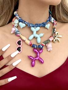 1件 Y2K 时尚优雅奢华不对称心形蘑菇串珠吊坠项链,红色,适合送给姐妹、情侣,适合情人节、日常佩戴、派对、婚礼、节日(由于产品材质特殊,红色珠子与图片可能存在轻微色差。) - 項鍊 - 查看 17