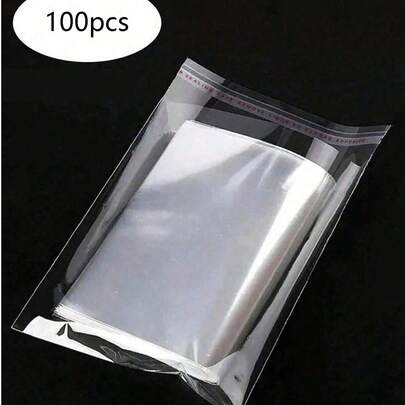 100pcs Self-Adhesive Transparent OPP Bags, Resealable Plastic Bags Suitable For Bulk Packaging Small Gifts, Party Favors And Toys, Fit For Different Sizes Of Items, S/M/L/XL, Can Be Used For Packaging Clothes, Shirts, Pants, Food, Paints, Party Gifts, Ideal Packaging Bags For Holiday Gifts.
