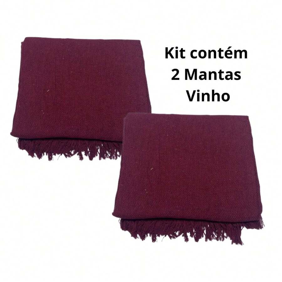 Kit Of 2 Blankets For Giant Luxury Sofa 120x210 Decorative Protective Sofa Cover - 酒紅色 - 查看 1