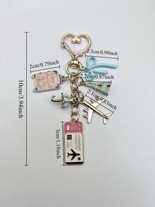 ROMWE Kawaii 1 móc khóa du lịch hình nơ hồng-trắng-xanh thời trang thanh lịch cho ngày lễ, máy bay, thẻ hành lý, hộ chiếu, tháp Eiffel, đồ trang sức tự làm hình giọt dầu, mặt dây chuyền túi xách nữ, đồ trang trí hành lý, phụ kiện túi đeo vai, đồ trang trí túi đa năng, đồ trang trí xe hơi, đồ trang trí phòng, phong cách Gothic Y2K dễ thương, quà tặng ngày lễ, quà tặng Giáng sinh - Nhiều màu - Xem 6