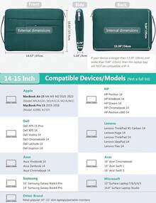 HYZUO 13.3-14 Pulgadas Funda Ordenador Portátil para MacBook Pro 14 M5-M1, MacBook Air 13, 13.8-13.5 Surface Laptop/Book, Bolsa Protectora para 13" HP    Asus , Azul Marino - Verde Oscuro - Ver 4
