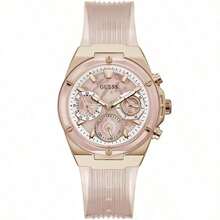 Guess 1pc Active Life Quartz Ladies Watch Pink Dial Day Of The Week 24 Hours Minute Display Summer Beach Accessory Sports And Leisure Style Fashionable Suitable For Daily Wear As A Gift For Students Returning To School GW0409L1 GW0409L3