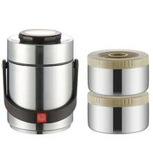2-Tier Stackable 1.5L Insulated Stainless Steel Bento Lunch Box – Leak-Proof Food Jar For Kids School, Work Office, Picnic & Travel (Silver) - Silver - View 2