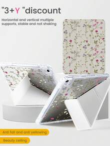 The Beautiful And Cute Cartoon Flower And Grass Double-Sided Painted Acrylic Transparent Crystal Back Cover Is Shockproof And Suitable For IPad 7th Generation, 8th Generation (10.2 Inches), And 10th Generation. It Has A Built-In Pen Slot And Supports Sleep And Wake-Up Functions/Multiple Folding Stand Methods. These Are Halloween Gifts And New Year Gifts - 彩色 - 查看 4