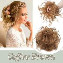 Natural Soft Messy Bun Hair Extensions X-Large Scrunchie Updo Cover Hair Elastic Band Wrap On Ponytail Hair Extensions Synthetic Straight Tousled Chignon Bleach Blonde Highlight Ombre Color Hairpiece Pony Tail Hair Piece For Women Halloween Party Daily Wedding - 彩色 - 查看 23