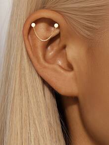 EleRunis 1 buc argint 925, setare cu 4 vârfuri/cutie, piercing-uri, lanț, breloc, spate plat, piercing pentru cartilaj, helix, bijuterii fine, pentru purtare zilnică, nuntă, petrecere, logodnă, aniversare, Ziua Îndrăgostiților