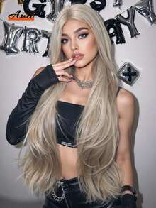 Peruci gri, păr drept, lung, de 32 de inci, cu onduleuri crețe, fără dantelă frontală, sintetice, rezistente la căldură, pentru femei și fete, pentru petreceri zilnice de Halloween, peruci la modă, cadouri perfecte pentru festivaluri pentru doamne