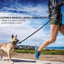JJW Correa para Perro Manos Libres, Correa Ajustable de Entrenamiento para Perros de 10 pies, Correa de Nailon Resistente, sin tirones para Perros Grandes y medianos (Negro) - 1 - Ver 7