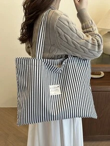 Modische, lässige gestreifte Dekor Damen Schultertasche mit großer Kapazität, perfekt für Hochschulabsolventen & Büromitarbeiter, geeignet für Büro, Universität, Arbeit, Geschäft, Pendeln, Outdoor, Reisen