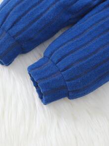 2pcs Set Baju Bayi Balita Lengan Panjang Bahan Fleece Motif Beruang Lucu, Sangat Lembut, Elastis, Minimalis & Nyaman, Untuk Bayi Laki-laki - Baby Blue - View 9