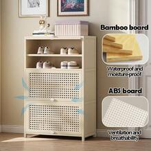 7Tier Shoe Rack Cabinet With Flip Doors Wooden Dustproof Shoe Storage Organizer 60*32*106cm SpaceSaving Entryway And Hallway Shoe Cabinet Milk White