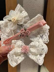 Pinzas para el cabello con lazo de encaje, estilo coreano, pinzas de tiburón princesa para recogido medio